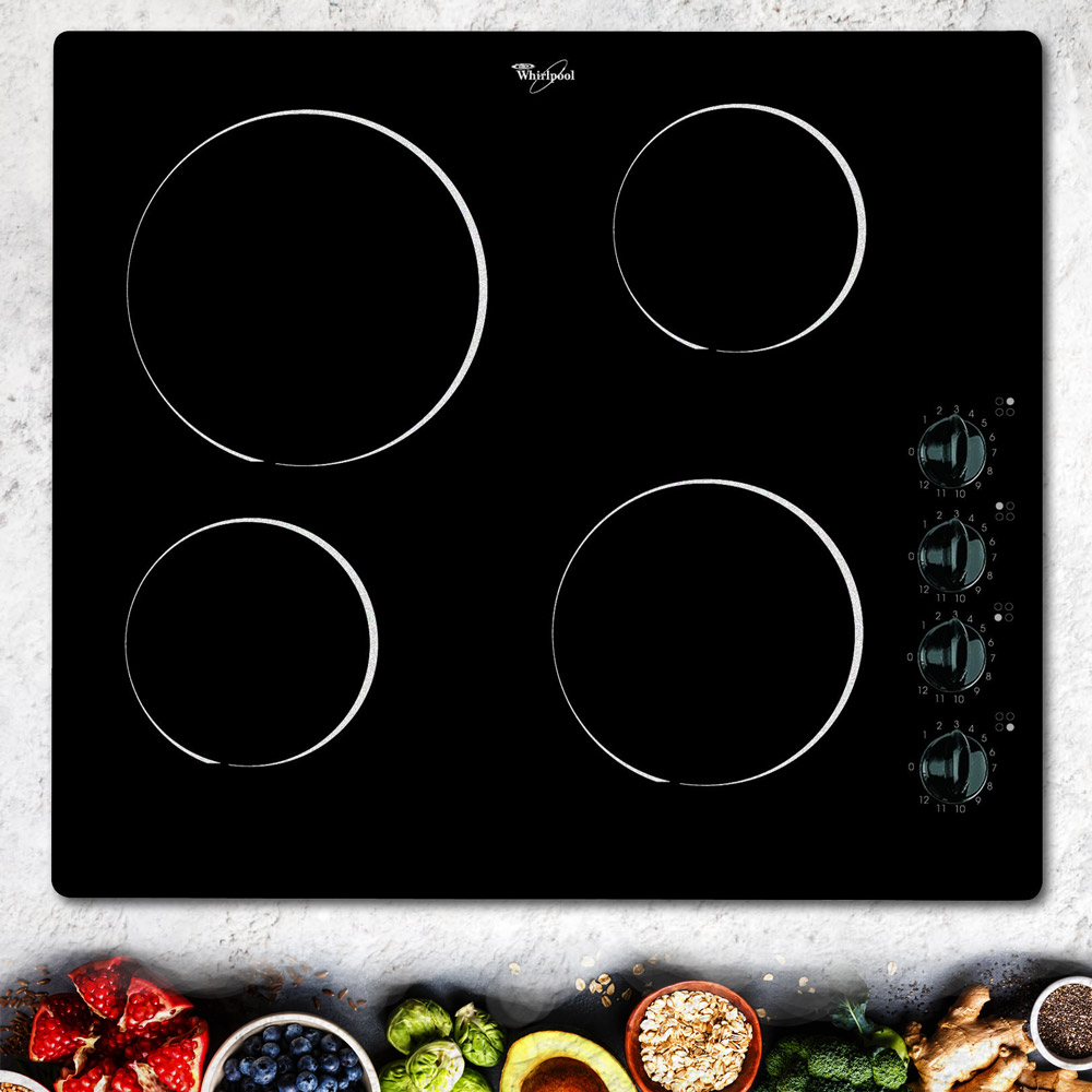 Cubiertas Whirlpool 883049389271 con capacidad para 4 puestos en vitrocerámica y ahorro en consumo. Diseño hecho en italia .Vitrocerámica muy resistente y muy fácil de limpiar.