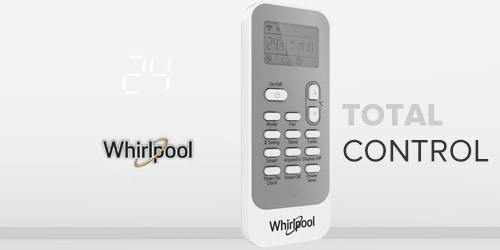 aire acondicionado Whirlpool 883049636405 Con Hidden Panel en el minisplit y control de mando a distancia con pantalla LCD.
