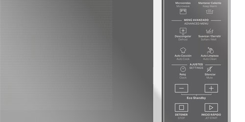 Horno microondas Whirlpool 7501545507533. Panel de control con membrana electrónica Dual que presta una experiencia de uso más agradable y más efectiva a la hora de seleccionar las opciones.