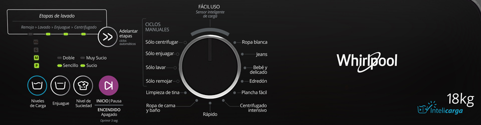 Lavadora Whirlpool WWG18BSHLA Con mayor poder de limpieza.
